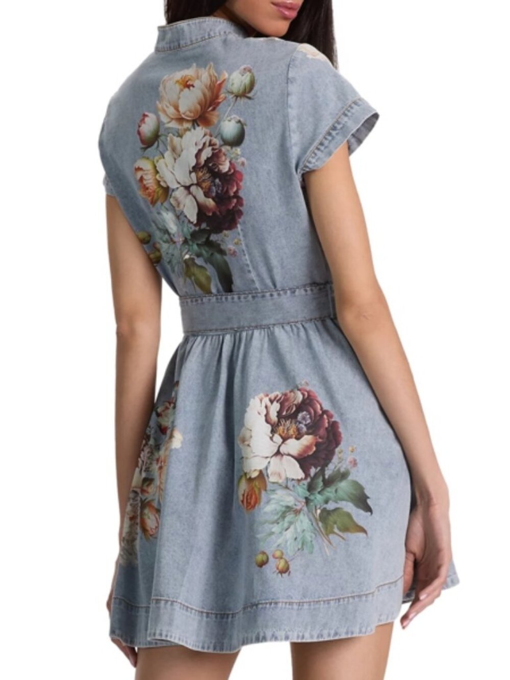 Alice and Olivia Lucy Denim Mini Shirt Dress - Picture 2 of 5